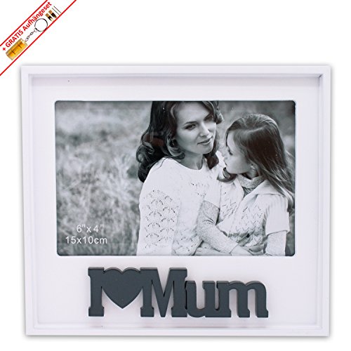 Schöner Effekt Holz Bilderrahmen I♥Mum zum hängen oder stellen für 10x15 Bildformate inkl. Aufhängeset