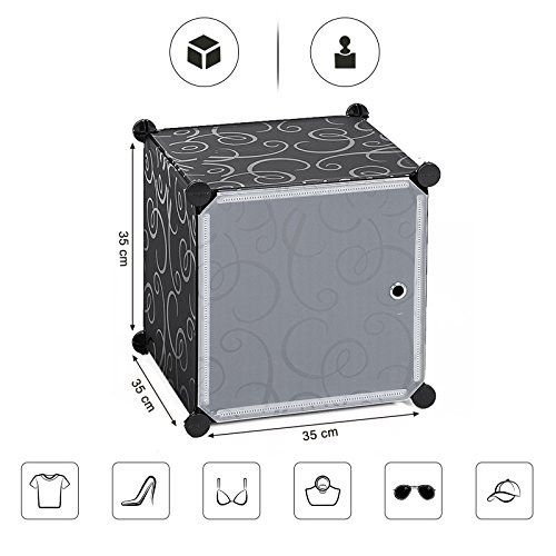 Songmics Regalsystem Aufbewahrung Badregale Kleiderschrank Schuhregal Sideboard Kommode Kapazität 450L Schwarz 112 x 112 x 37 cm LPC116 - 6