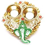 India Get Shopping Handmade Golden Metal Lord Ganesha Haldi Kumkum Holder for Home