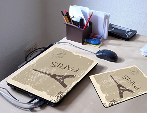 Vintage Paris 4, Paris Eiffelturm, Skin-Aufkleber Folie Sticker Laptop Vinyl Designfolie Decal mit Ledernachbildung Laminat und Farbig Design für Laptop 17″ - 4