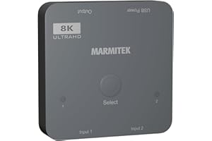 4K120 Switch HDMI 8K - Marmitek Connect 720 - Przełącznik HDMI 2.1 - HDR - ALLM - VRR - QFT - QMS - 2 wejścia / 1 wyjście - 4K 120 Hz - 48Gbps - Automatyczne przełączanie - Brak utraty jakości