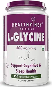 Healthyhey Nutrition L- Glycine - 500 mg - Support Brain and Sleep Health - 120 Veg. Capsules (120)