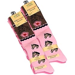 6 paires de chaussettes enfants du genou avec des motifs de chevaux, le coton. Oeko-Tex Standard 100 certifié., Multicolore, 31/34