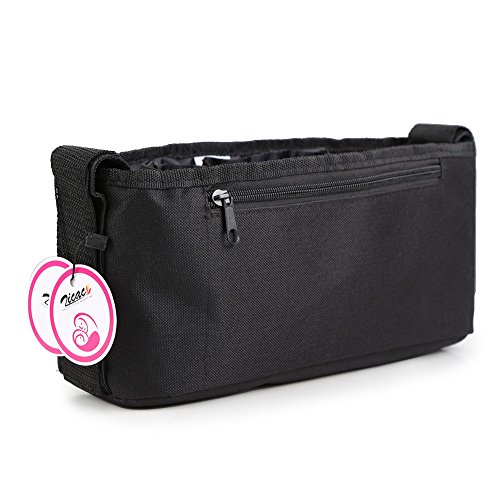 Zicac Waterproof Oxford Metal Frame Multi Function Insulated Cargo Bottle Bin Zippered Hanging Pouch Pockets Pram Hanging Pallet Pushchair Buggies Stroller Caddy Handlebar Organizer