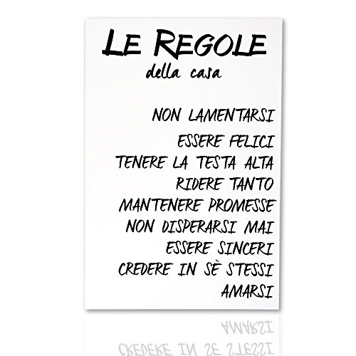 Colorscrazy Affiche Règles Maison Moderne Décor Peinture sur Canevas Règles de la Chambre Art Moderne Cadre en bois Fait à la main Prêt à accrocher Ameublement Design - Declea