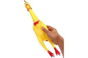 REMOTIL Juguete de Perro Interactivo - Gallina para Puppy. Juego para Perrito De Goma. Es Un Pollo. Accesorios para Perros. Kong para Cachorros. Juego para Mascota. Tiene Pito de Sonido Chillando