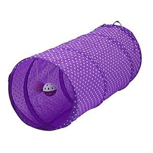 NaiCasy Túnel del Gato Mascota – Plegable Juguete – Tubo de diversión para los Conejos, Gatos, Perros y Perros-Violeta, Fuentes del Gato