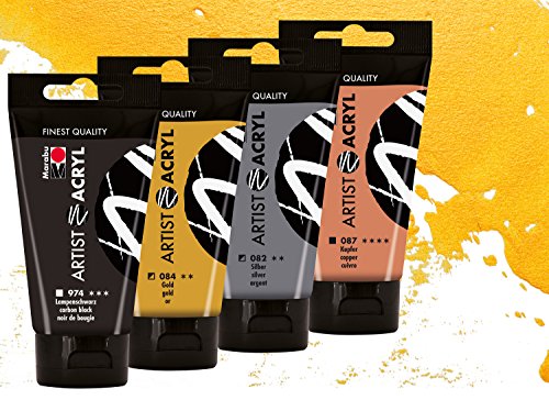 Marabu 122000089 – Artist Acryl Metallic Farbtöne Sortierung, 4 x 75 ml, bunt - 2