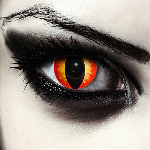 Lentillas de color rojo para Halloween ojo de gato lentillas sin dioprtías / corregir + gratis caso de lente 