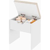 Airfish Comfortable Dressing Table Stool with Storage, Breathable and Cool Dressing Chair, Upholstered Storage Bench, Footsto