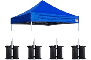 Eurmax USA Pop Up Canopy Replacement Canopy Tent Top Cover, Instant Canopy Top Cover ONLY,Bonus 4PC Pack Canopy Weight Bag (8x8, Blue)