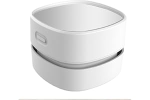 ODISTAR Mini aspirateur de bureau, économe en énergie, haute endurance jusqu'à 90 minutes, design sans fil et rotatif à 360° pour clavier/maison/école/bureau (pile AA blanche)