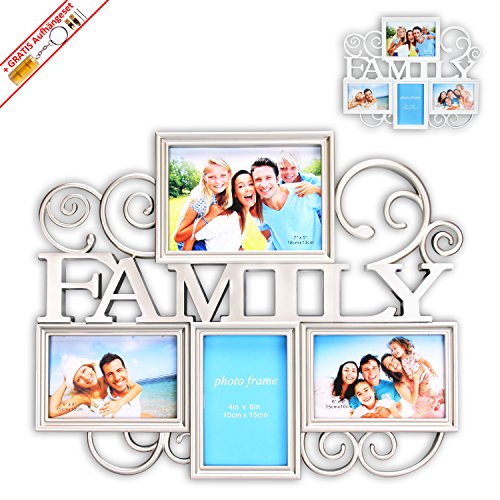 Bilderrahmen Family no.4 für das Fotoformat 10x15 in weiß od. Champagner inkl. Aufhängeset (Champagner)