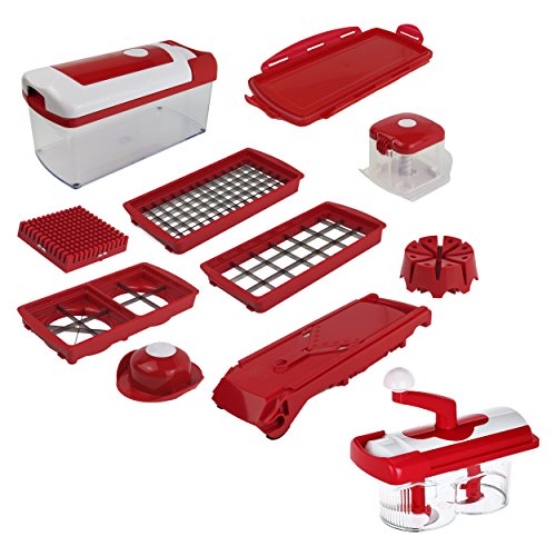 Genius Nicer Dicer Fusion rot & Nicer Twist 20 Teile Alles-Schneider Reiben Würfeln Schneid-Gerät