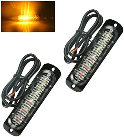 Pair 2x 12V 24V 6 LED Amber Strobe Flashing Recovery Lightbar Truck beacon Lights New