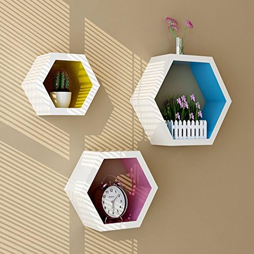 MEIDUO Shelving Shelf Wall Hexagon Box Wall Creative Clapboard Shelf very durable ( Color : Multi-colored )