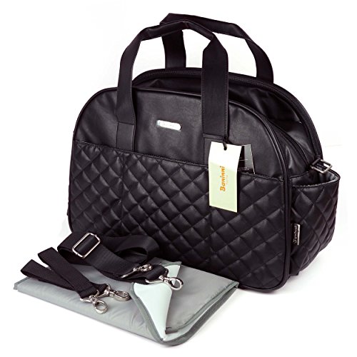 Preisvergleich Produktbild Wickeltasche Baninni Portofino aus Kunstleder, 12 Fächer+Thermofach+Unterlage+Kinderwa... Design:Black