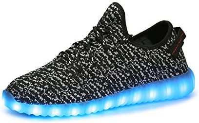 iPretty LED Lights Luminous Shoes Unisex Lace Up Trainers Casual Spinning Sneaker Couples Shoes USB Charg ing Black