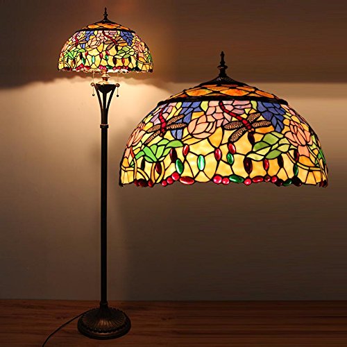 Tiffany 18-Zoll-europäische klassische Glas Dragonfly Stehlampe, Wohnung Wohnzimmer Gartencafé Stehleuchten