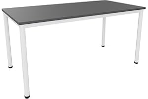 Dila GmbH Schreibtisch/Besprechungstisch in verschiedenen Größen und Farben weißes Metallgestell Konferenztisch Arbeitstisch (B: 160 cm x T: 80 cm, Anthrazit)
