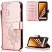 Produktbild FNBK Samsung Galaxy A8 Plus 2018 Hülle Leder Rosegold Löwenzahn Blumen Handyhülle Holster Leder Flip Wallet Cover Tasche Stand Case Card Slot Magnetverschluß Kratzfestes Schutzhülle