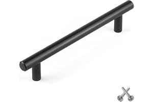 T bar köksskåp dörrhandtag skåp låda sovrum möbler handtag solid svart stål 128 mm