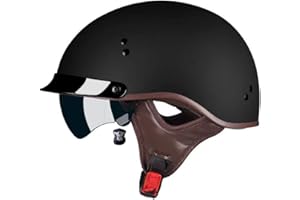 SMILFREE Halbschalenhelm mit ECE-Zulassung Motorradhelm für Damen und Herren Erwachsene Rollerhelm Cruiser Chopper Skateboardhelm Motorradhalbhelm mit Visier