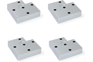 Emuca 2023025 Möbelbeine, Möbelfüße aus Metallic Kunststoff, Set aus 4 Füßen höhe 15mm, Metalic-Grau