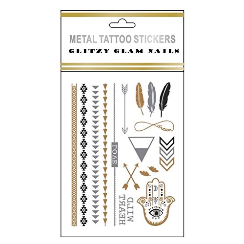 Metallic Gold and Silver Temporary Tattoos Various Designs (D1)