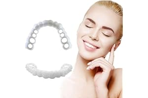 BGZ 2 Paia Denti Cosmetici Faccette Istantanee Dentiera Snap on Perfect Smile Bretelle Comfort Fit Flex Denti Nessun Dolore/Perforazione Migliora Il Tuo Sorriso in Minuti 2 Tomaia E 2 Inferiore