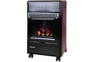 Orbegozo HBF 95 Estufa de gas butano, llama azul, triple sistema de seguridad, apta para gas butano y propano, 3500 W, clase de eficiencia energética A, analizador atmosférico, color negro/Burdeos
