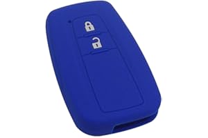 Happyit Silikonowe etui na kluczyki samochodowe do Toyota CHR C-HR Camry Prius Prado 2 przyciski Keyless Smart Key (niebieskie)
