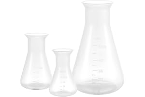 Hemobllo Erlenmeyer Flask - 3pc Plastic Conical Flask Set for Lab Students - 50ml, 100ml, 500ml