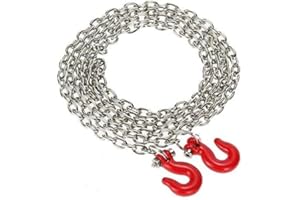 EONANT chaîne de Crochet de remorque en métal et Crochet de treuil avec Manille de remorquage Accessoires de Camion sur chenilles RC pour 1/10 modèle de Voiture RC TRX-4 axial SCX10 90046 (Rouge)