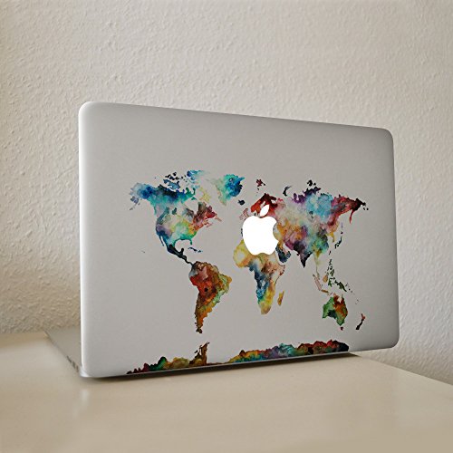 Vati Blätter Removable Weltkarte Vinyl-Aufkleber Aufkleber Haut-Kunst-Schwarz für Apple Macbook Pro Air Mac 13 „15“ Zoll / Unibody 13 „15“ Zoll-Laptop - 2