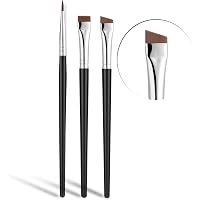 3-teiliges Eyeliner-Pinsel Set - Professionelle Augenbrauen- & Eyeliner-Pinsel Mit Feiner Spitze (flach, Schräg, Abgewinkelt) - Vegan & Hypoallergen