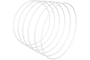 Worown 6 cerchi da 30 cm per ghirlande floreali, anelli in metallo bianco per realizzare ghirlande nuziali e artigianato da appendere alla parete