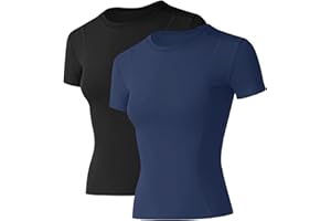 IECCP Women's Gym Shirts Workout Yoga Running Sports Tops Breathable Athletic Exercise Teeshirts Quick Dry Short Sleeve