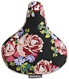 Basil Blossom Roses Waterproof Bike Saddle Cover - Black