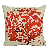 Luxbon 6er Set Bunt Lebensbaum Jahreszeit Baum Leinen Kissenbezug Wurfkissenbezug Sofakissen Pillowcase Cafe Haus Auto Deko 18 x 18 “ - 3
