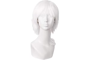 MapofBeauty 14"/35cm corto lacio hombre de cosplay corto Pelucas (blanco)