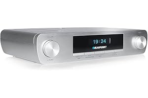 Blaupunkt KRD 30, Bluetooth Küchenradio mit DAB+, UKW PLL, Multidisplay, Senderspeicher, Unterbau Digitalradio mit Uhr, LED Licht, 2 Back Timer, Werkstatt Unterschrank Radio, Silber