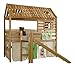 Produktbild Relita BS1311118-B90+ZB1371418+TX5002074+TX5032074-M1 Spielbett Tom's Hütte mit Rutsche Liegefläche 90 x 200 cm Buche massiv geölt mit Textilset Dschungel, 210 x 240 x 210 cm