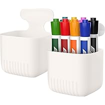 Porte-stylos Magnétique MoKo [lot De 2] - Avec Séparateur Amovible - Pour Tableau Blanc, Frigo, Métal - Dimensions 12,5 X 11,9 X 4,1 Cm