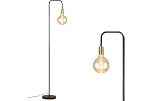 CBJKTX czarna lampa podłogowa vintage lampa podłogowa - retro e27 lampa podłogowa do salonu z przełącznikiem nożnym przemysłowa lampa podłogowa złoty design lampa do salonu(bez środka światła)