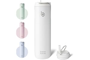 BOTTLEBOTTLE BOTTLE BOTTLE Bouteille d'eau isotherme de 710 ml avec couvercle à paille et poignée pour le sport, les voyages, la salle de sport - Bouteille thermos en acier inoxydable à double paroi sous vide -