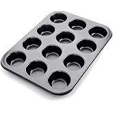 Muffin Cake Container and Cupcake Oven Tray &ndash; Nonstick Metal Dough, 12 Eyes Muffin Container, Cup Cake Baking Tray, Oven Compatible