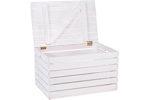 iWerk® - Holztruhe „Sven“ | Große Holzkiste mit Deckel - ‎50 x 37 x 30 cm | Stauraum für Schlafzimmer, Kinderzimmer & Wohnzimmer | Verwendung als Obstkiste & Schatzkiste (weiß)