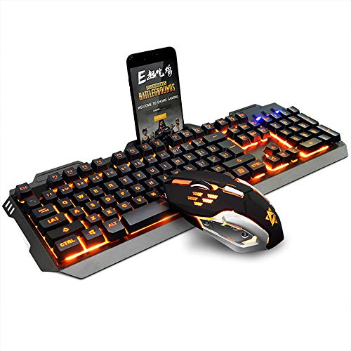 Preisvergleich Produktbild Gaming Tastatur und Maus Set, verdrahtete USB Orange Hintergrundbeleuchtung Multimedia Ergonomische Tastatur + 3200 DPI optische Maus für Win10 / 8 / 7 / Mac / OS / XP / Vista