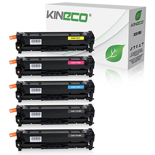 5 Toner kompatibel zu Canon 716 für Canon LBP-5050, Canon I-Sensys LBP-8030CN, MF8040CN, MF8050CN, MF8080CW - Schwarz 2.200 Seiten, Color je 1.400 Seiten
